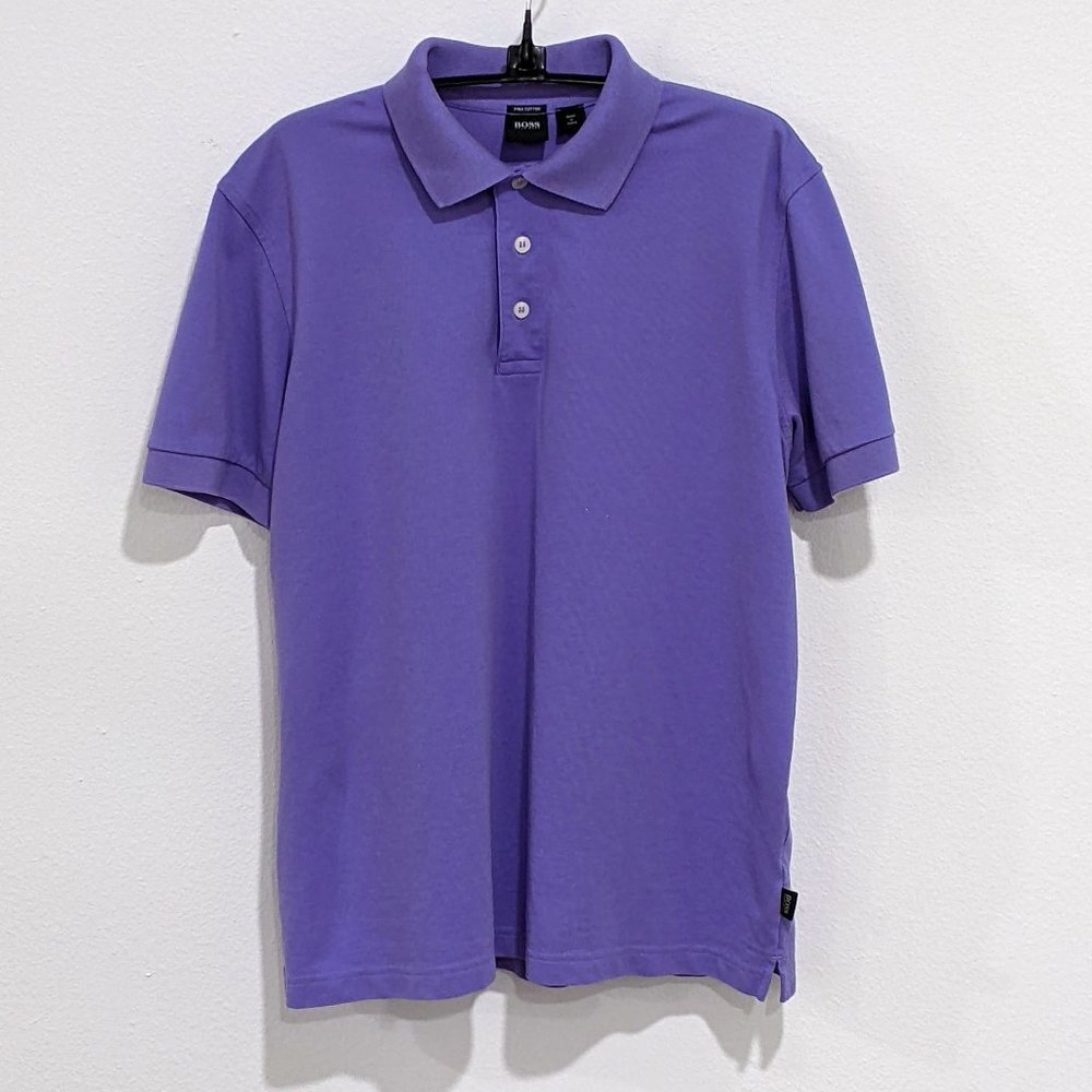 Hugo Boss Purple Button Up Polo Shirt Size Medium